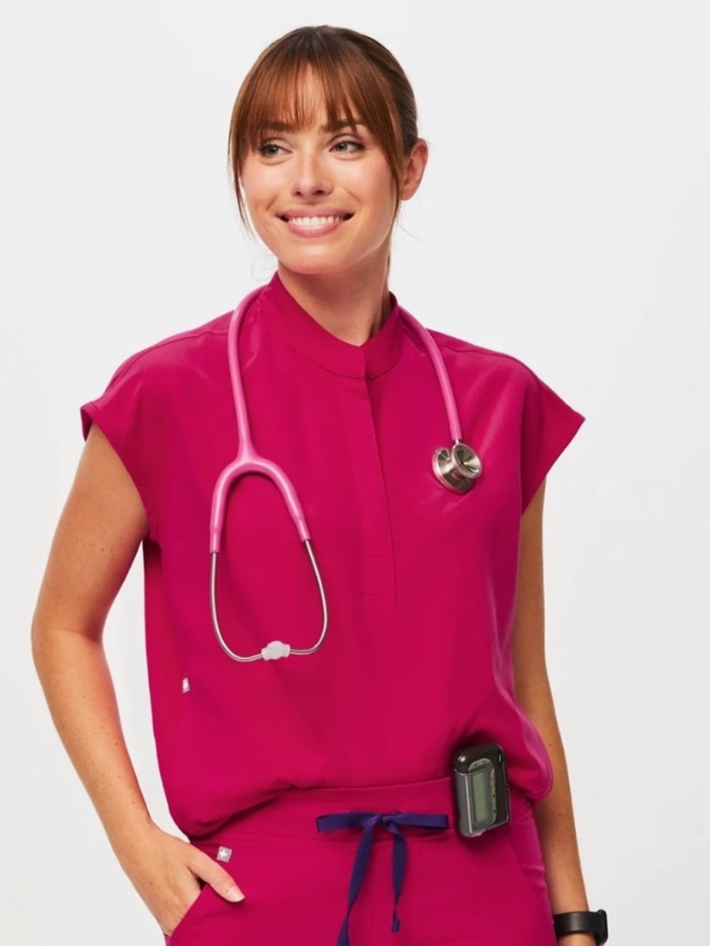 Figs Ultra Rose Rafaela Oversized Scrub Top Pink Small